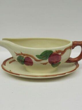 Franciscan China APPLE Gravy or Sauce Boat with Attached Under Plate, U.S.A.